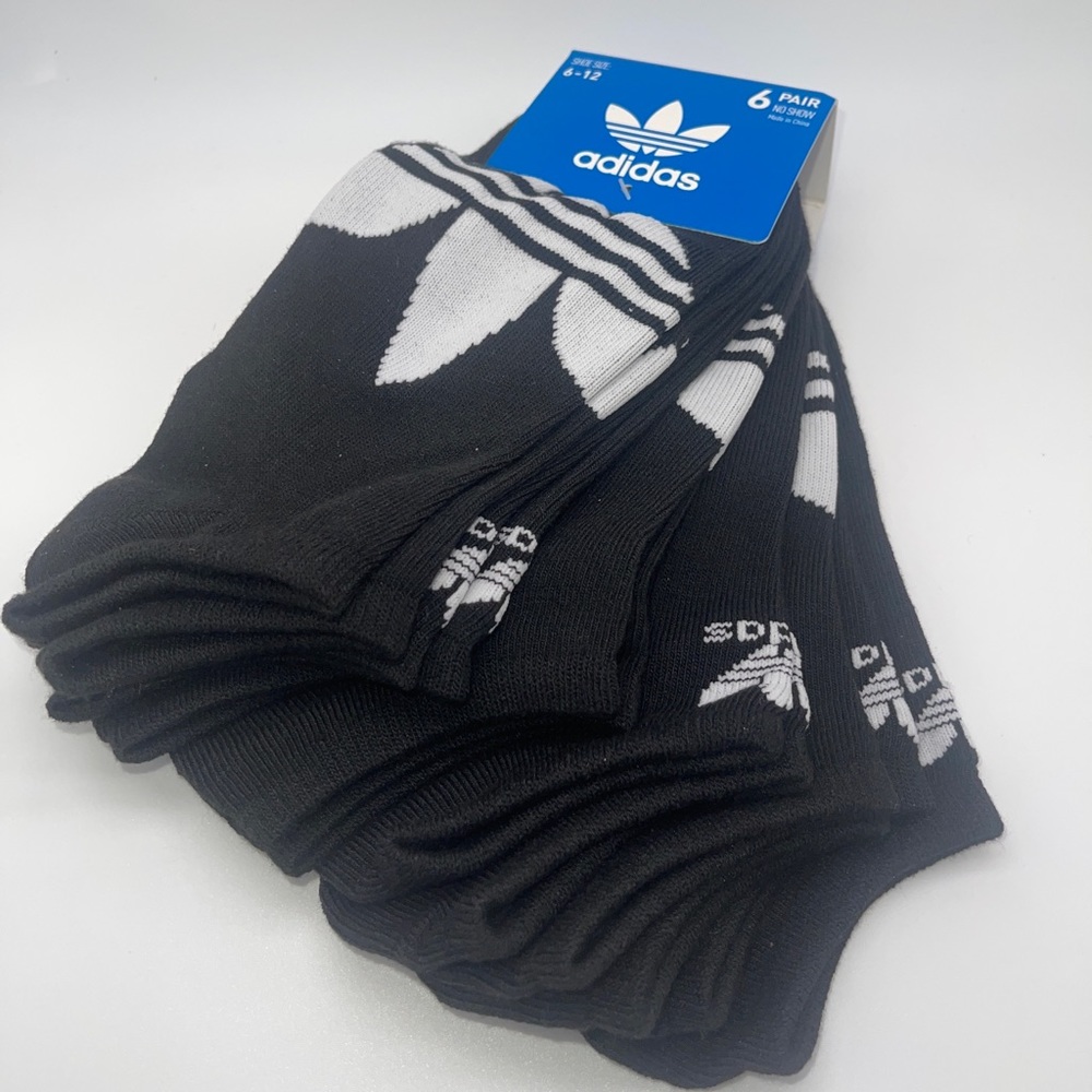 Adidas Socks Black 6 pairs Large 6-12